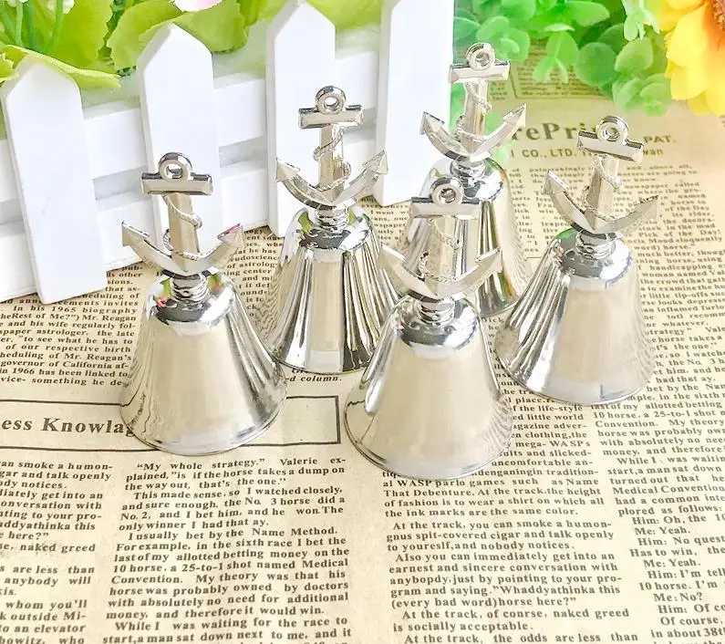 

12PCS Nautical Anchor Silver Bell Place Card Holder/Photo Holders Beach Themed Wedding Decoration Favors