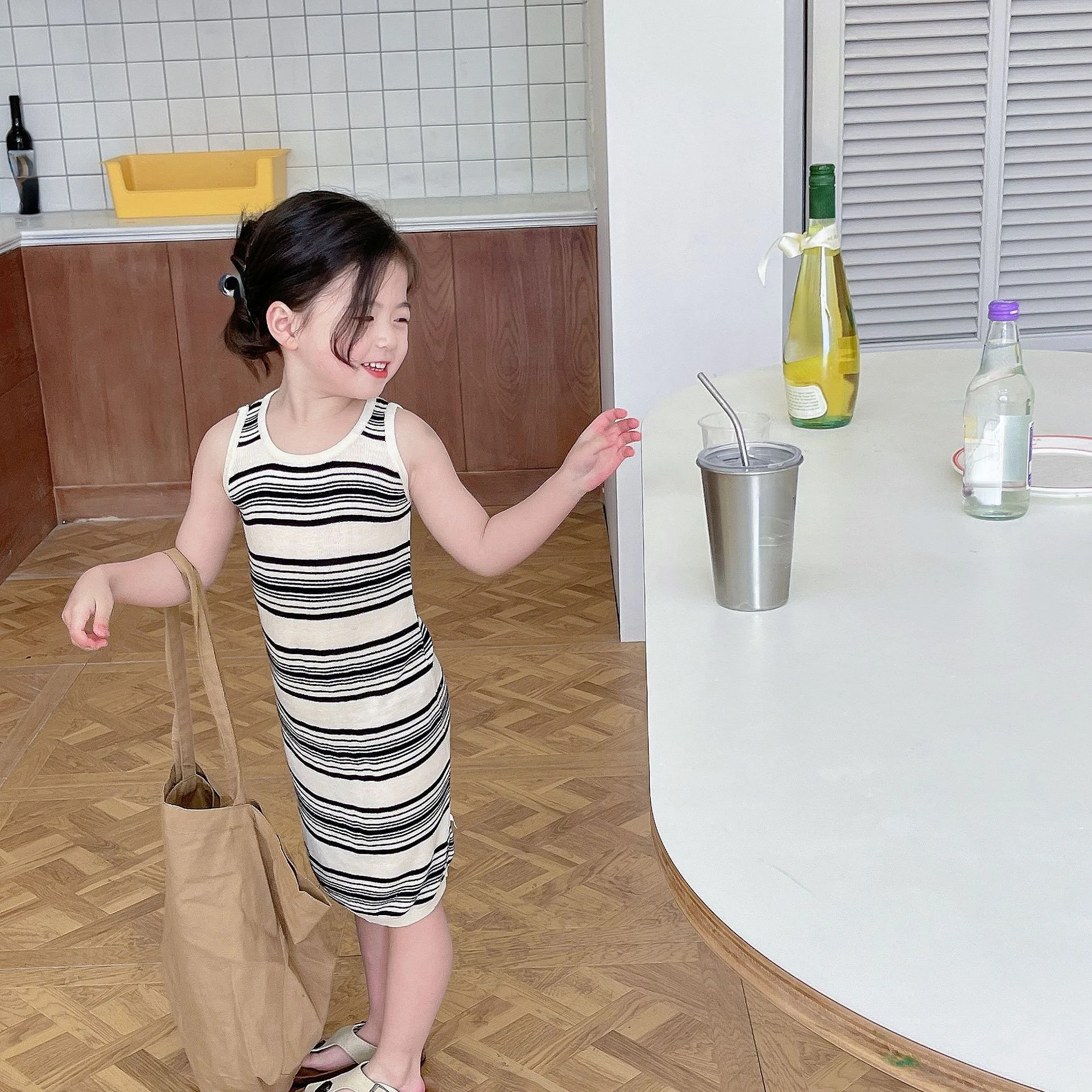 

Dress Girls Dress for Baby Kids Summer Sleeveless Triped Dress Up 1-6 Years Toddler Children Costume Clothing 2023 New