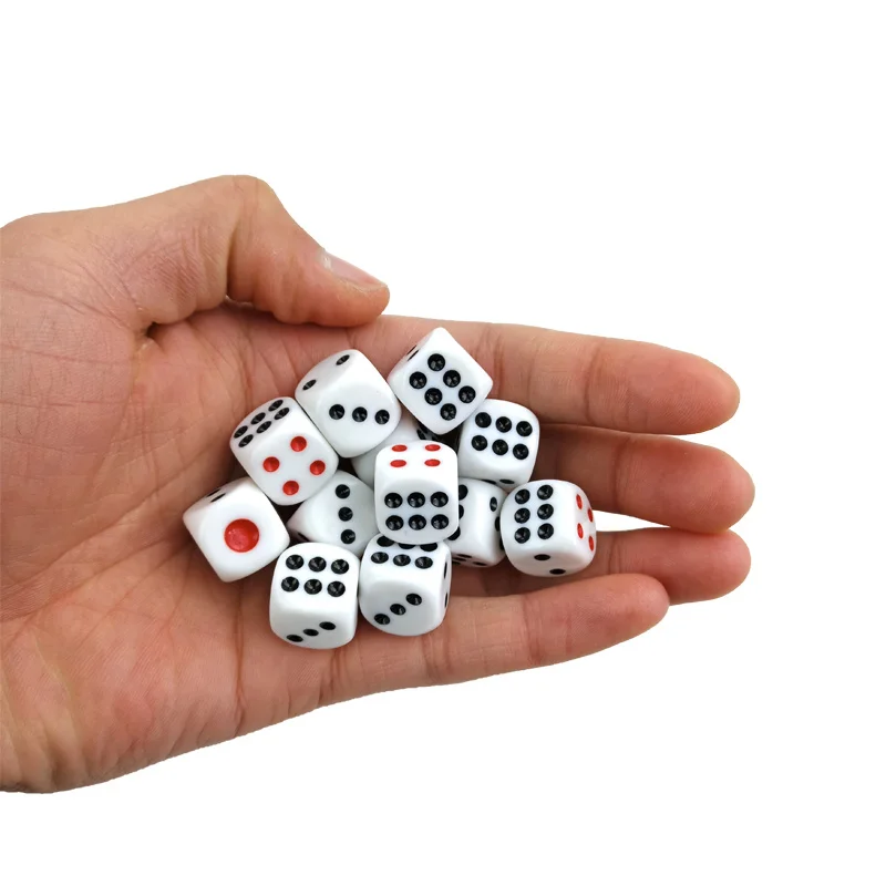 

30Pcs/Lot White Dice Set Acrylic Point Drinking Dice 16mm Round Corner Hexahedron Dice Black Red Point Club Table Games