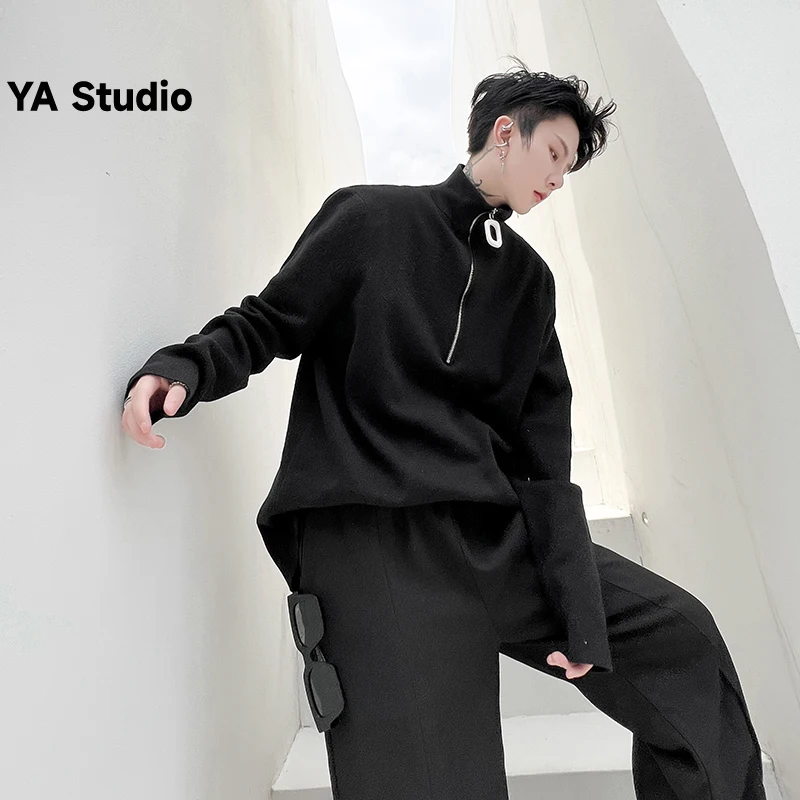 

[YA Studio] 2023 Winter New Turtleneck Half Zip Knit Men Korean Version Of The Trend Warm Bottom Coat Thick Sweater