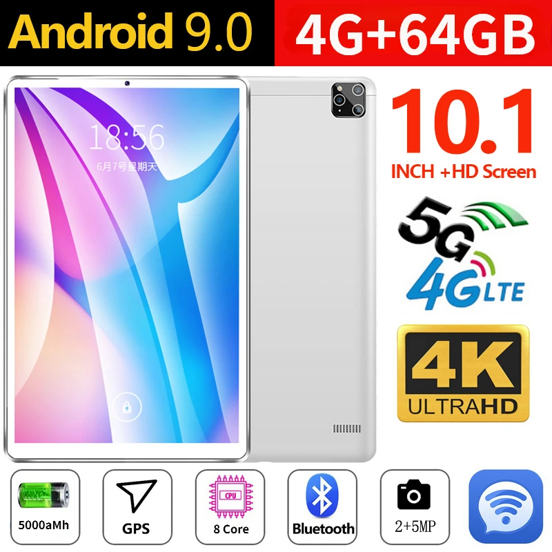 2023 New 10.1 Inch Android 9.0 Tablet Octa Core 4G +64GB Tablets ROM  Dual SIM Card 4G Tablet PC for Gifts