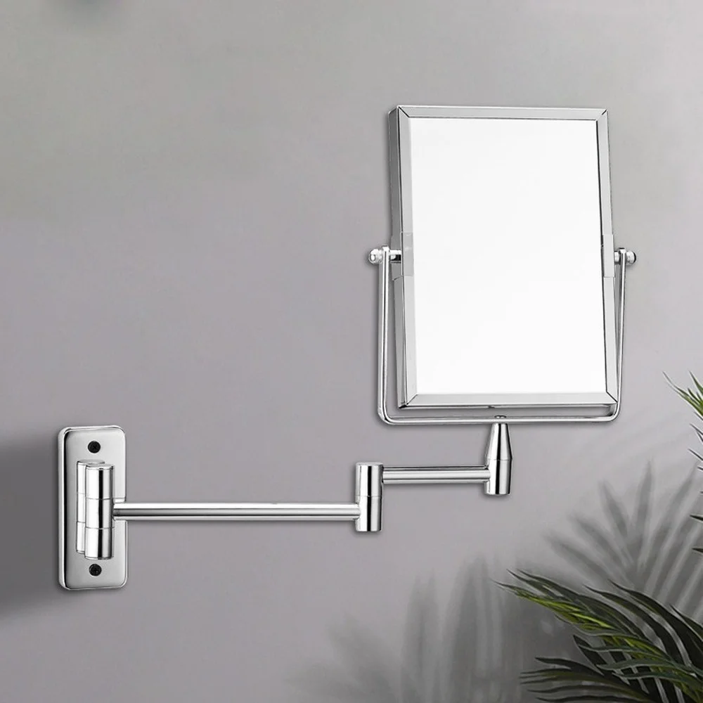 

Wall Mounted Mirror Decoration with Swing Arm 3X Magnification Extendable Double Sided 360 Swivel Rotation for Bathroom Bedroom