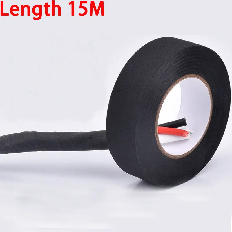 Термостойкая огнестойкая лента, клейкая тканевая лента для защиты автомобильных кабелей, ширина 15 м, 9/15/25/40/50 мм