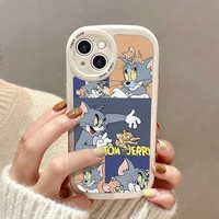 tom and jerry leather feel phone cases for iphone 13 12 11 pro max mini xr xs max 8 x 7 se 2020 back cover