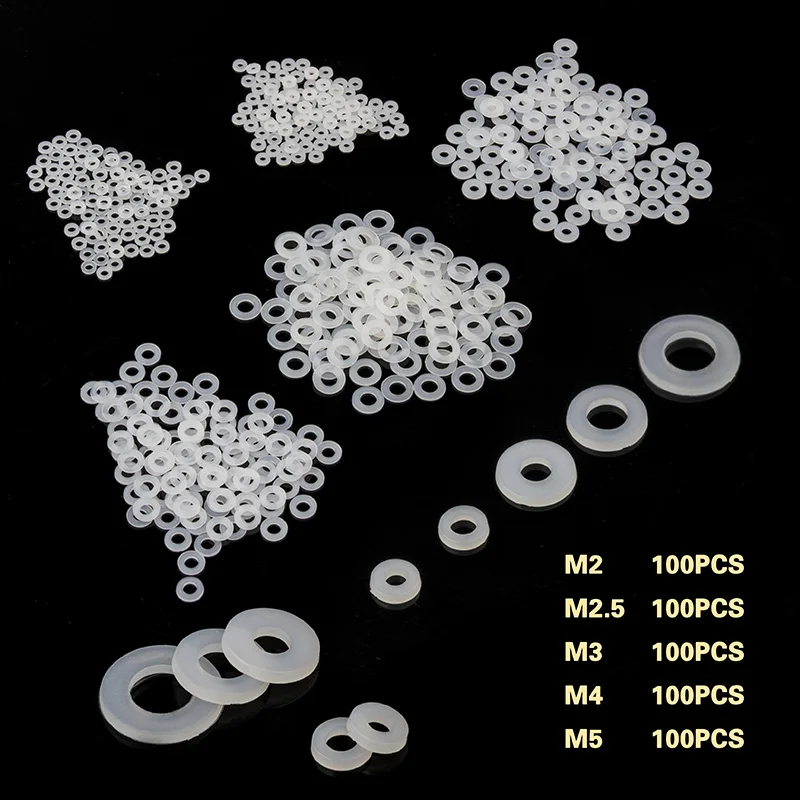 

100PCS M2 M2.5 M3 M4 M5 M6 M8 M10 M12 M14 M16 M18 White Nylon Plastic Flat Washer Plane Spacer Insulation Seals Gasket Ring