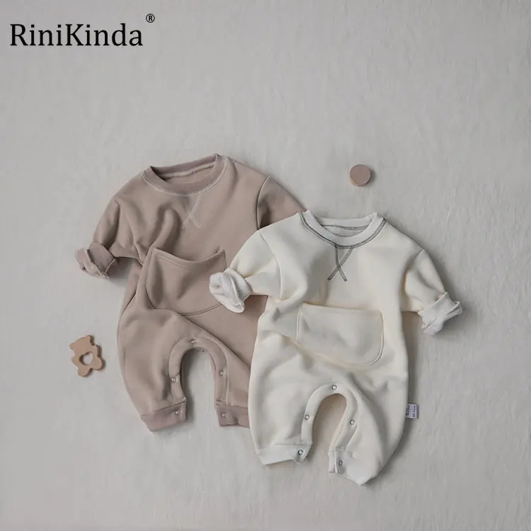 

RiniKinda 2022 Autumn Winter Newborn Infant Baby Boys Girls Romper Playsuit Overalls Cotton Long Sleeve Jumpsuit Newborn Clothes