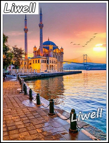 Мусульманская Мечеть ортакои, амбул, турецкий пейзаж, алмазная живопись, Религиозное искусство, мозаика, вышивка крестиком, полный набор, декор комнаты