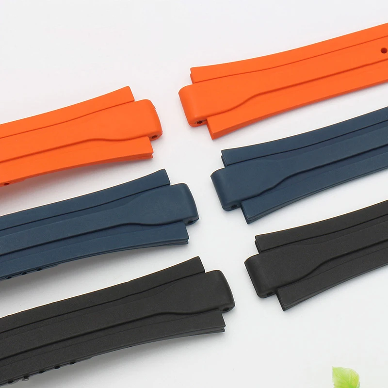 High Quality 24mm*12mm lug end rubber Waterproof watchband For men's Oris wristband silicone band stainless steel folding clasp