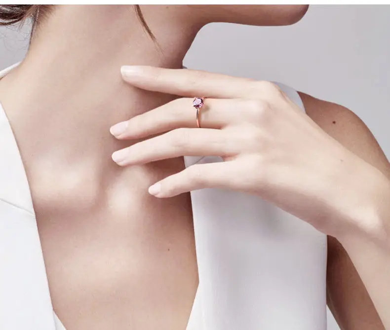 Кольцо принцессы Sle из розового золота с гранатом милое круглое модное простое