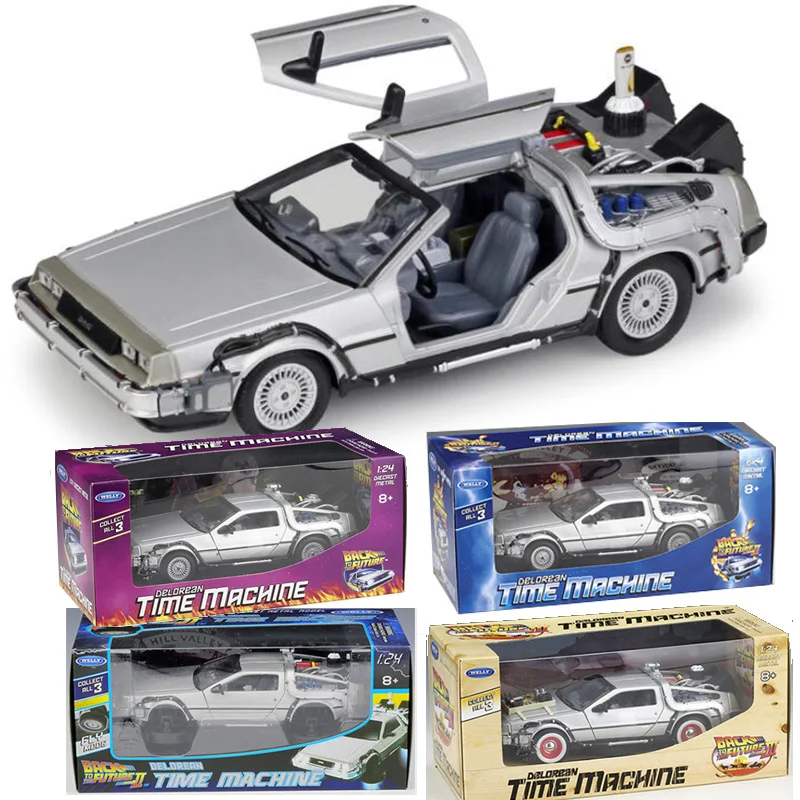 

Back To The Future Figure Scale Metal Alloy Car Diecast Marty McFly Part 1 2 3 Time Machine DeLorean DMC-12 Model Fly Version