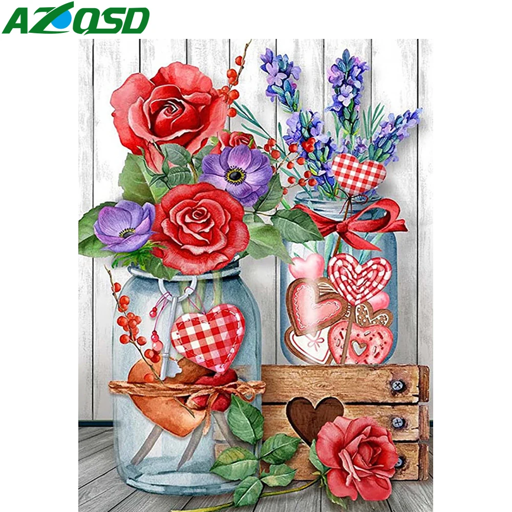 

AZQSD Алмазная картина Роза Пейзаж Вышивка крестом Алмазная вышивка текст сердце мозаика ручная работа картина Стразы подарок