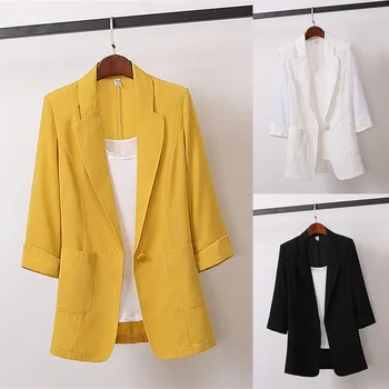 Cotton And Linen Medium Length Large Size Women's Suit Jcket Long Winter Coat down 1