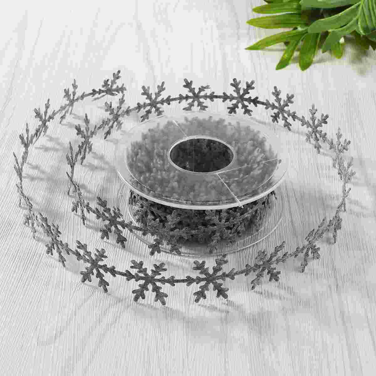 

Ribbon Snowflake Christmas Trim Tree Wrapping Lace Wired Glitter Decorations Decorative Craft Bows Gift