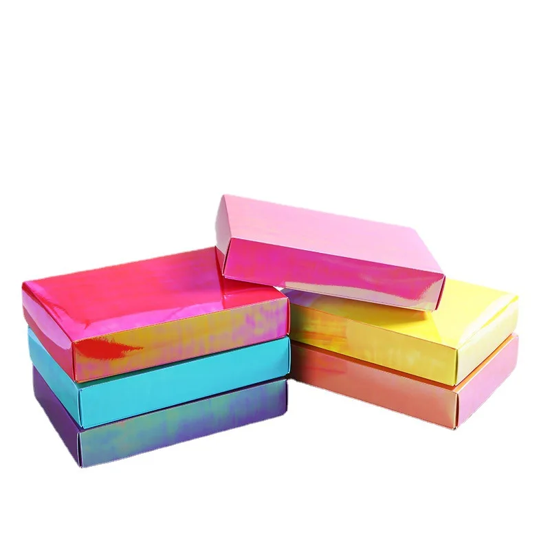 

10 PCS Wholesale Laser Rainbow Gift Box Folding Magic Color Storage Birthday Gift Box