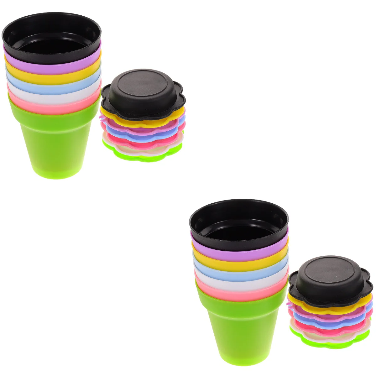 

2 Set Succulent Nursery Planters Outdoor Box Pot Flower Trays Colorful Plastic Office Flowerpot Ornament Small Children