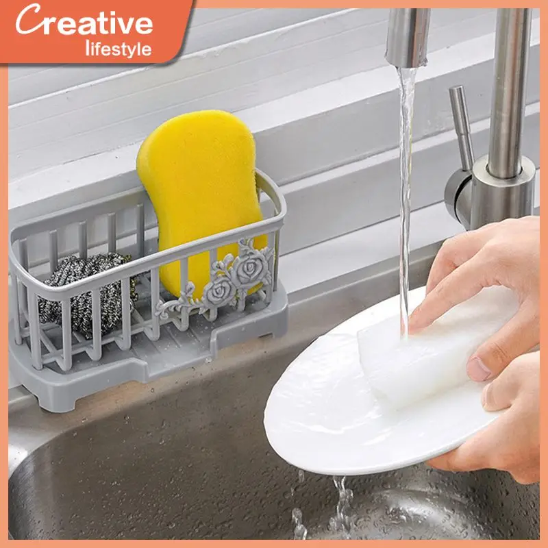 

1pcs New Washing Sponge Storage Detachable Tray Stand Storage Rack No Drilling Multi-function Drainage Shelf Gadget For Home