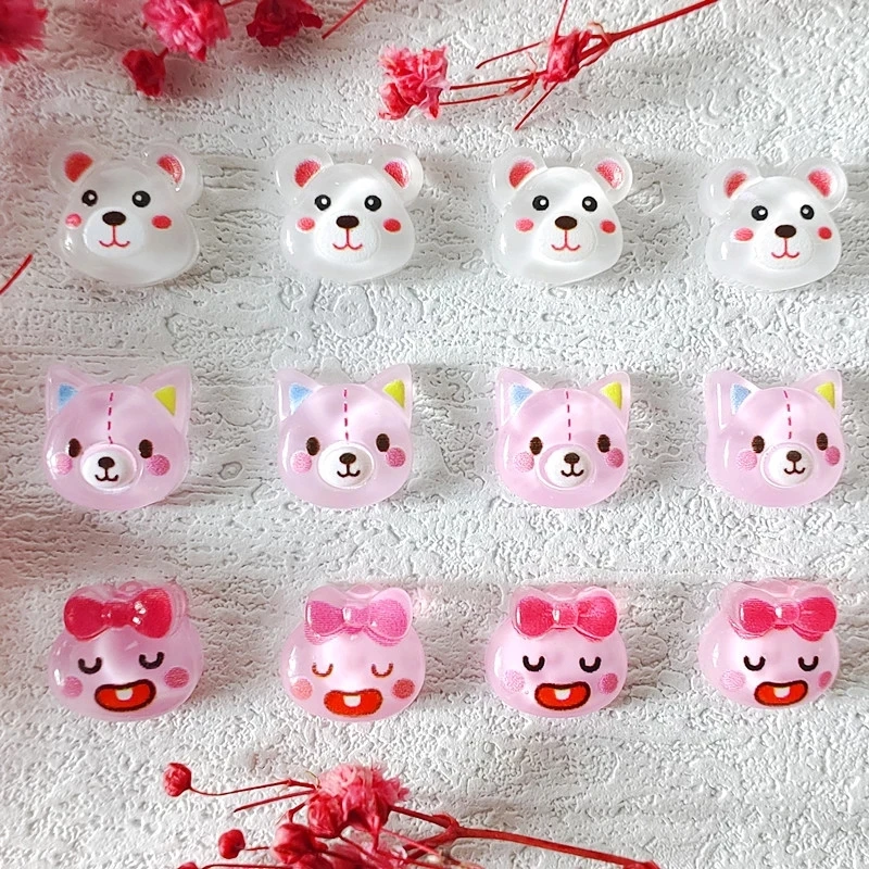 

20PCS/Lot 3D Kawaii Cute Animal Nail Art Charms Resin Cartoon Bear/Dog/ DIY Nails Decoration Accessory Manicure Luxury Charms