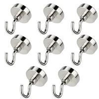 8pcs strong magnetic hook hold up to 12kg 5pounds diameter 20mm neodymium magnets quick hook for home kitchen workplace etc