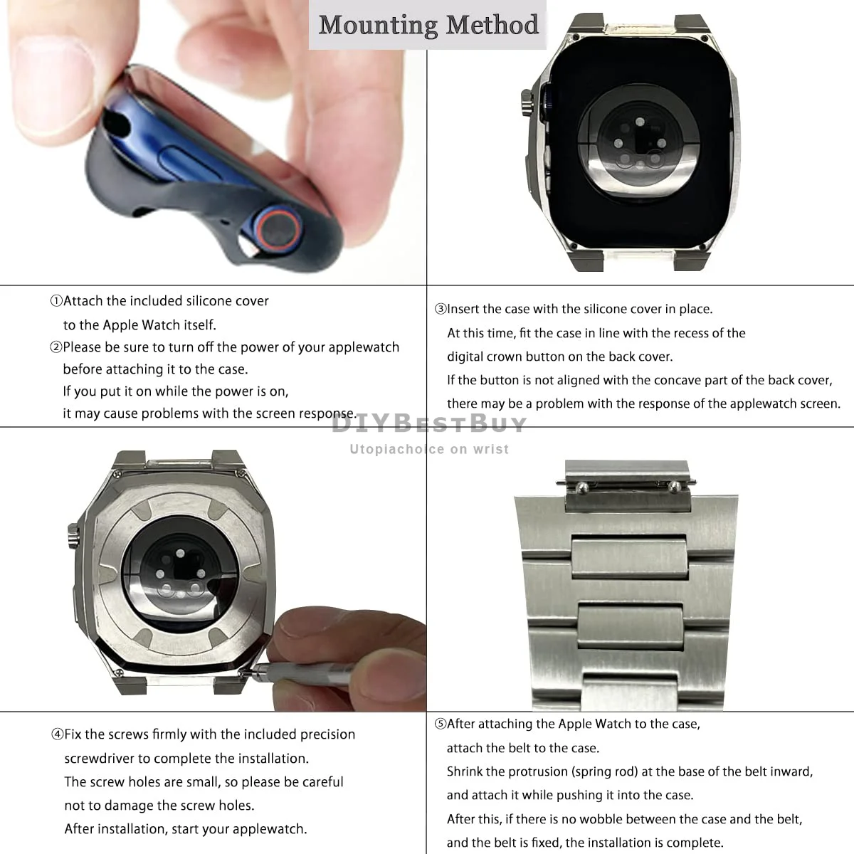 Mod Kit for Apple Watch 8 7 Case Band 45mm 41mm 40mm Luxury Modification Metal Steel Case for iWatch Series 7 6 SE 5 4 3 44mm