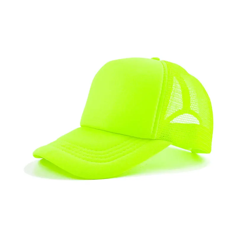 Plain Blank Neon Trucker Hat 5 Panel Summer Baseball Cap Mes