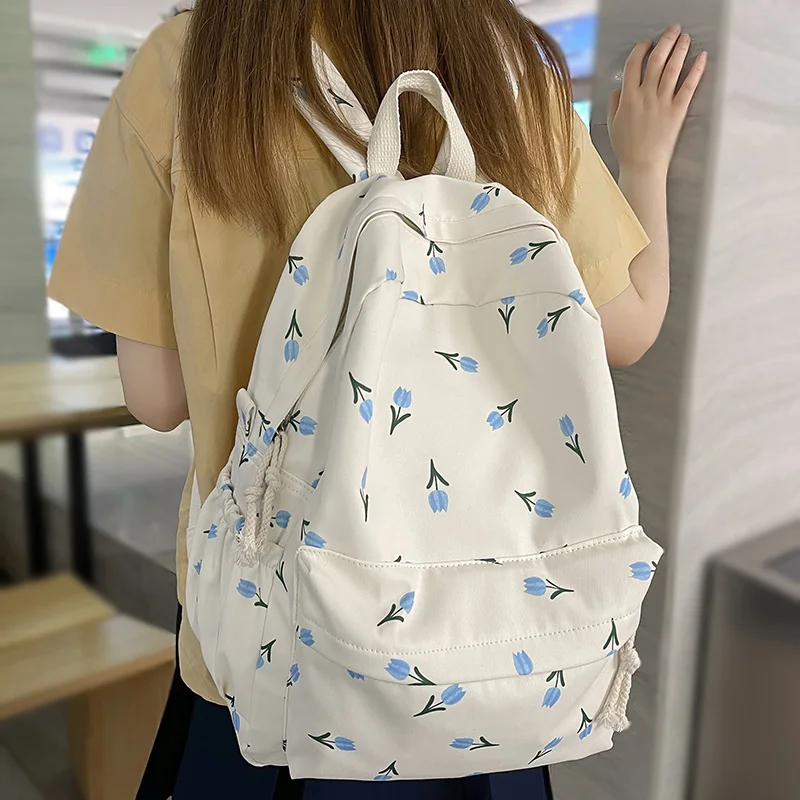 New Girl Floral Travel Book Backpack Cute Women Trendy Print School Bag Female Laptop College Backpack Fashion Ladies Kawaii Bag