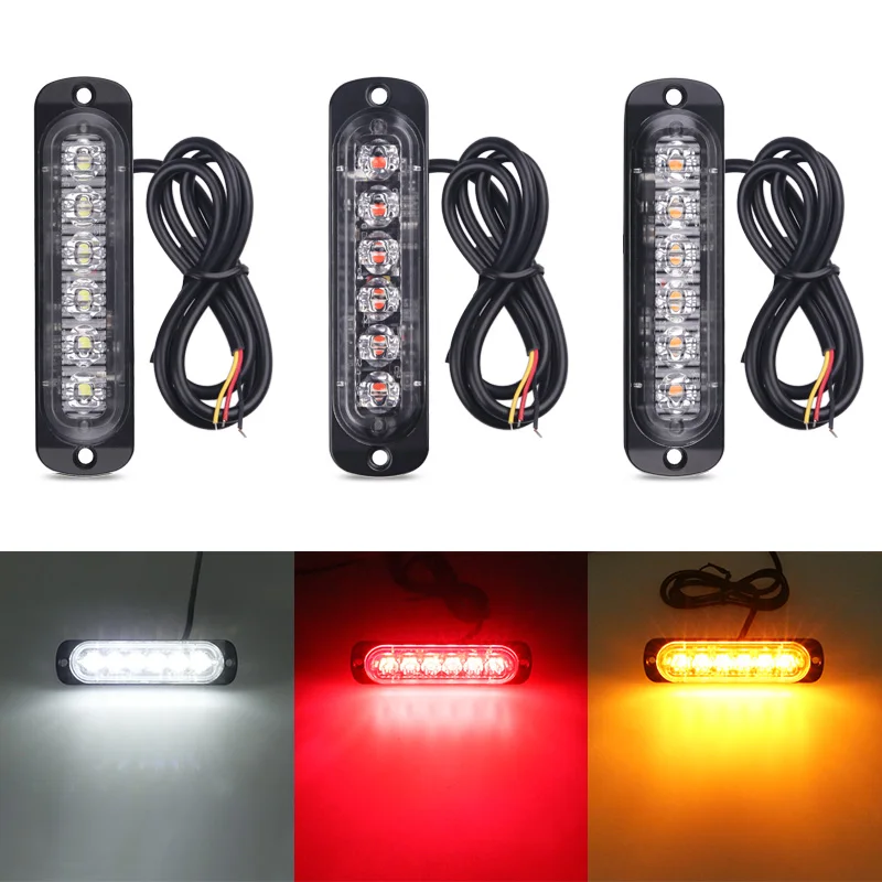 

6 LED Red and blue Truck Warning Light Signal Light Car SUV Vehicle Motorcycle Truck Strobe Light 12-24v Universal Ultra-Thin