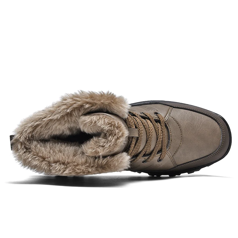 HIKEUP Winter Boots Men Cotton Shoes High Top Snow Boots Outdoor Hiking Shoes Men Waterproof Combat Military Boots Plus Size