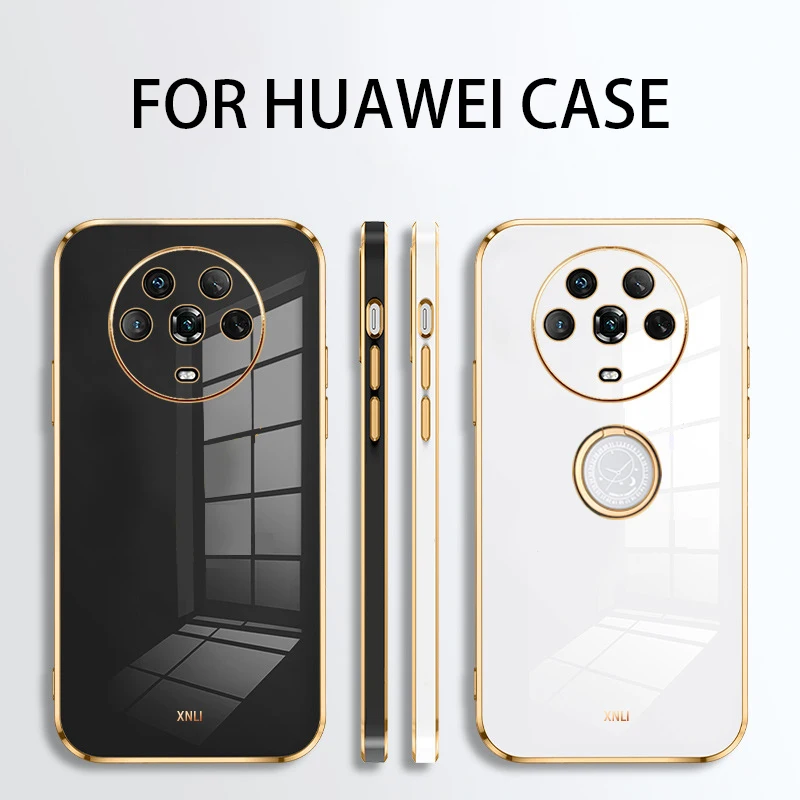 

For Huawei P40 P30 P20 Pro Lite Nova 3E 4E Soft Cover For Huawei Mate 20 30 40 50 Pro Cases With Ring Holder Luxury Plating Case