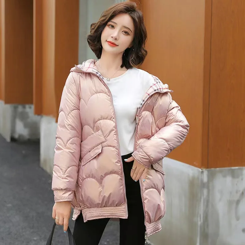 Winter Down Jacket Women 2022 Warm Autumn Glossy Cotton Padded Coat Female Casual Stand Collar Pocket Zipper Jacket Lady Parka