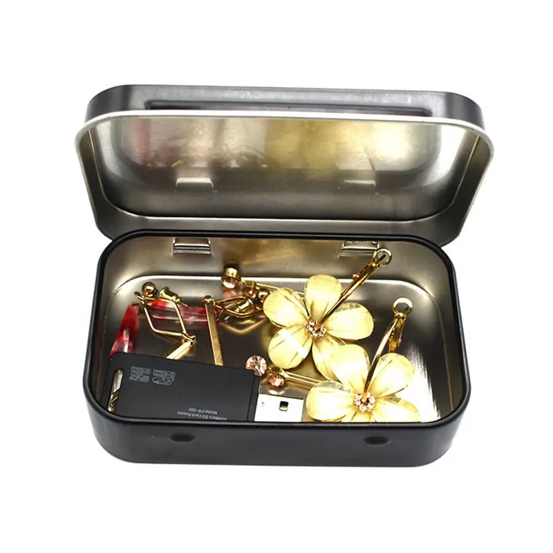 Black Cigarette Storage Box Humidor Rolling Paper Box Jewelry Coin Key Organizer Tin Flip Gifts Sealed