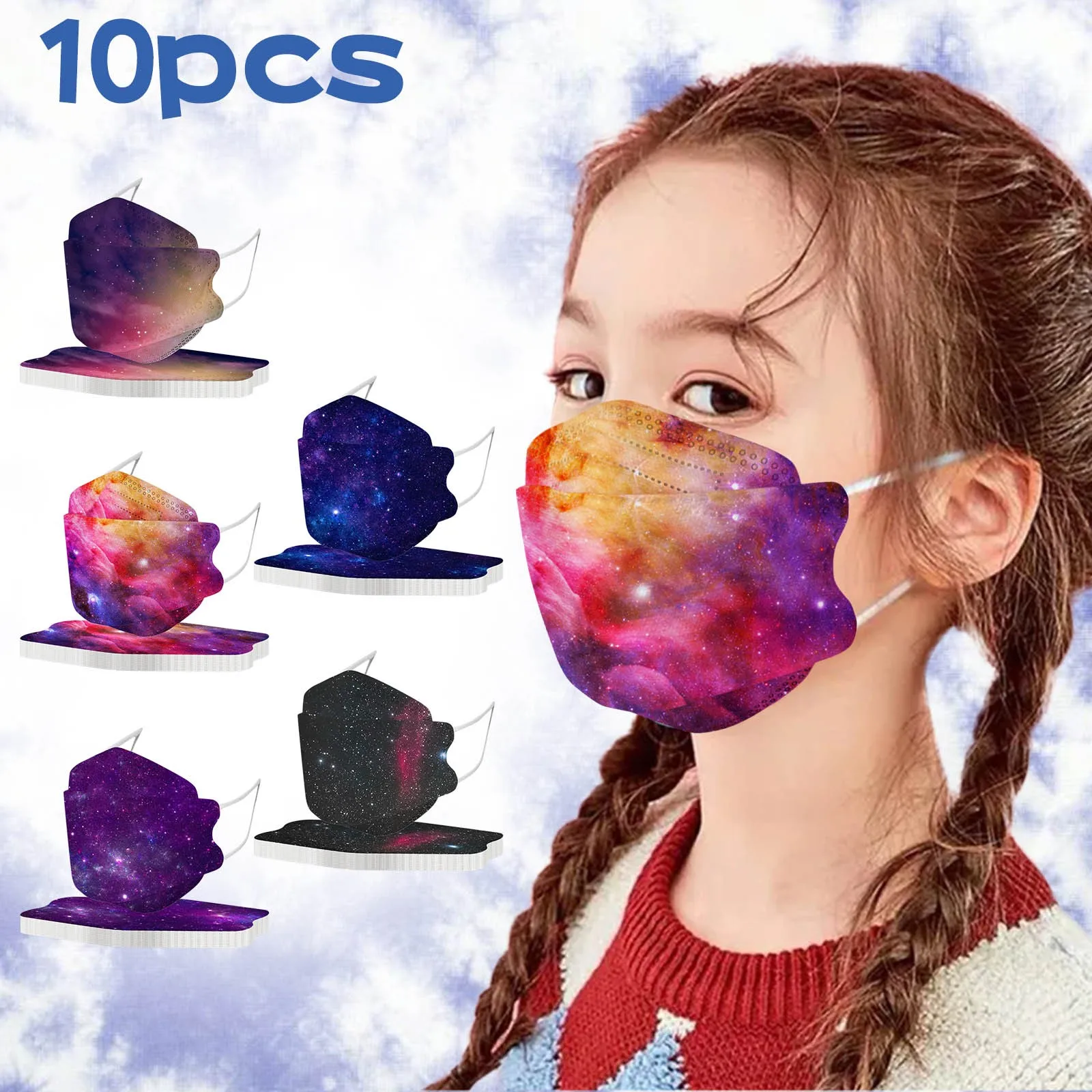 

10 шт., Детские ультратонкие маски для лица, 5 слоев