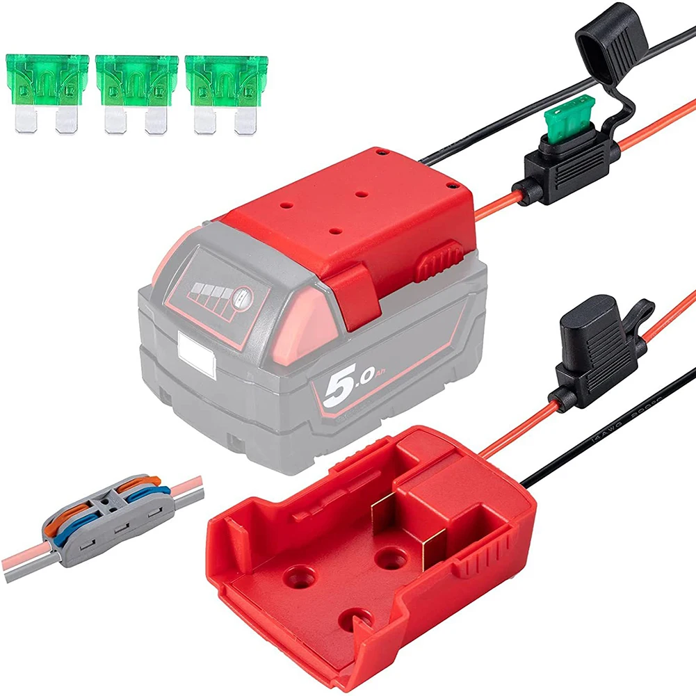 

Battery Adapter For Milwaukee M18 Li-Ion Battery Power Connector Adapter With 12 Awg Wires Connectors Conversion DIY Power Tool