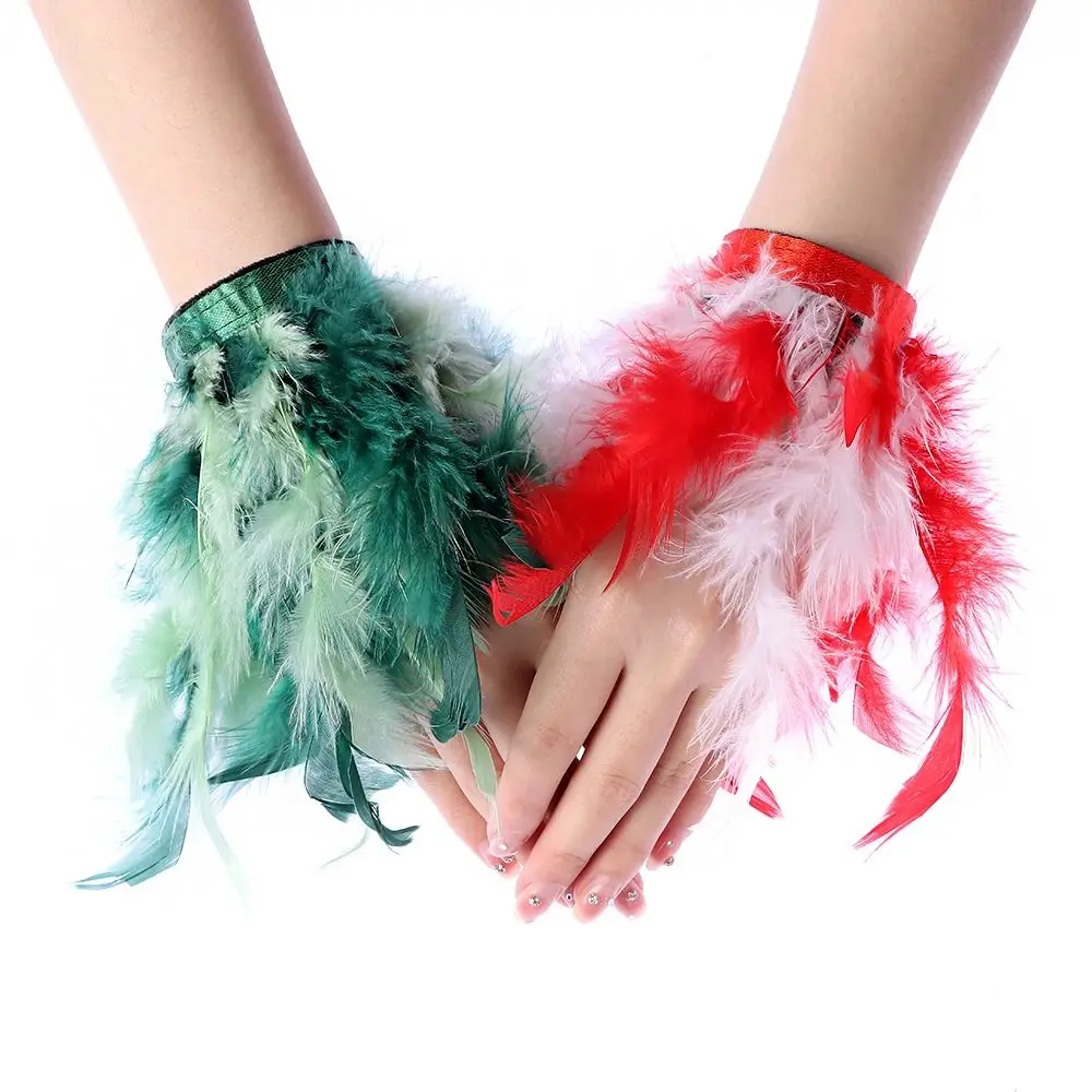 

Anklet Decoration Dancing Supplies Clap On Satin Wristband Turkey Feather Slap Bracelets Slap Bangle Feather Cuffs