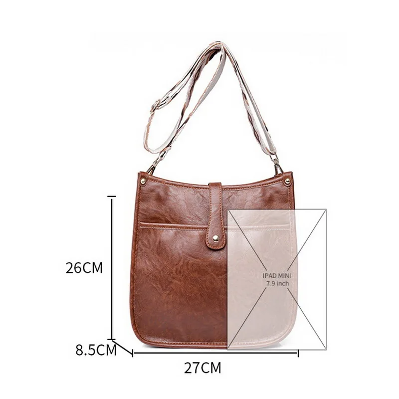 Diinovivo Retro Style Female Crossbody Bag Print Strap Designer Shoulder Bag For Women Square Bag PU Hasp Messenger Bag WHDV2261