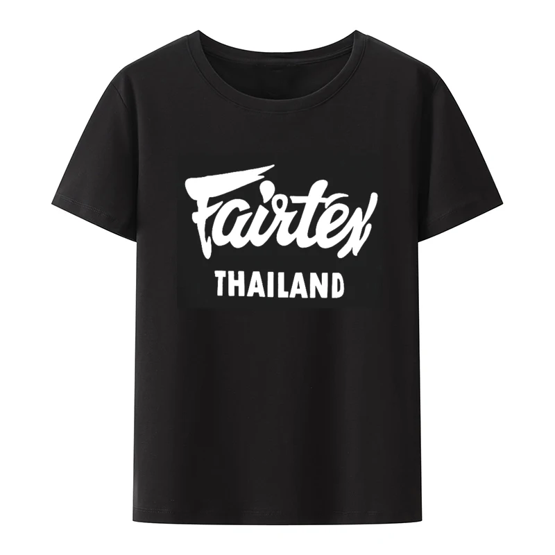 

Футболка Fairtex из Таиланда, черная Повседневная хипстерская футболка с круглым вырезом и графическим принтом, уличные модные дышащие топы
