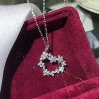 2022 new luxury fashion heart shaped flower inlaid zircon necklaces for women wedding jewelry accessories anniversary gifts