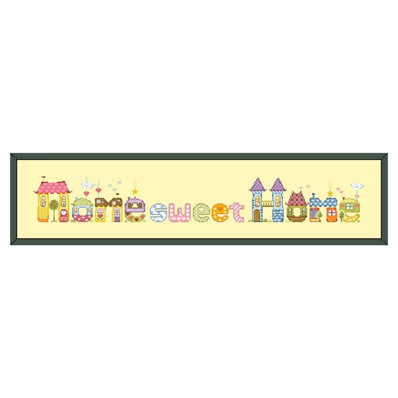 

Sweet home cross embroidery kit word pattern design 18ct 14ct 11ct yellow canvas Cross-stitch DIY needlework