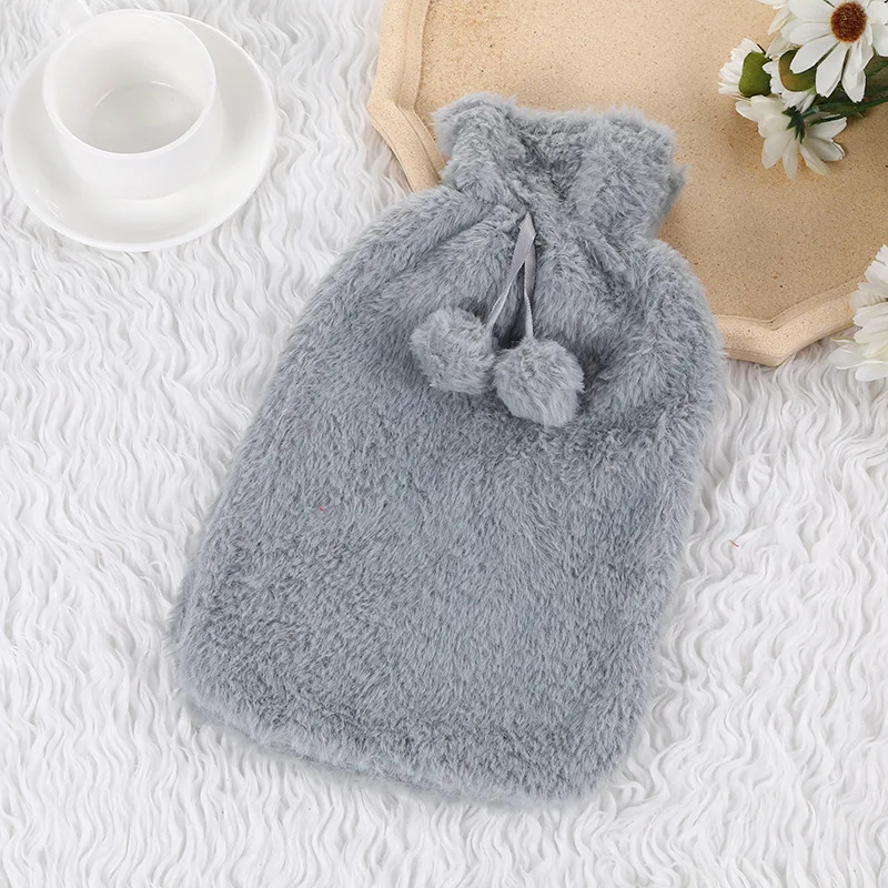 2L Thermal Insulation Covers Wool Ball Cover Rabbit Hair Cloth Hot Water Bag Cover Hand Warm Hot Water Bag Wool Cover Handmade images - 6