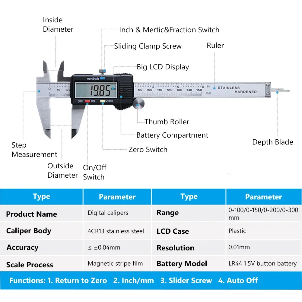Точный цифровой штангенциркуль электронные Штангенциркули с нониусной шкалой