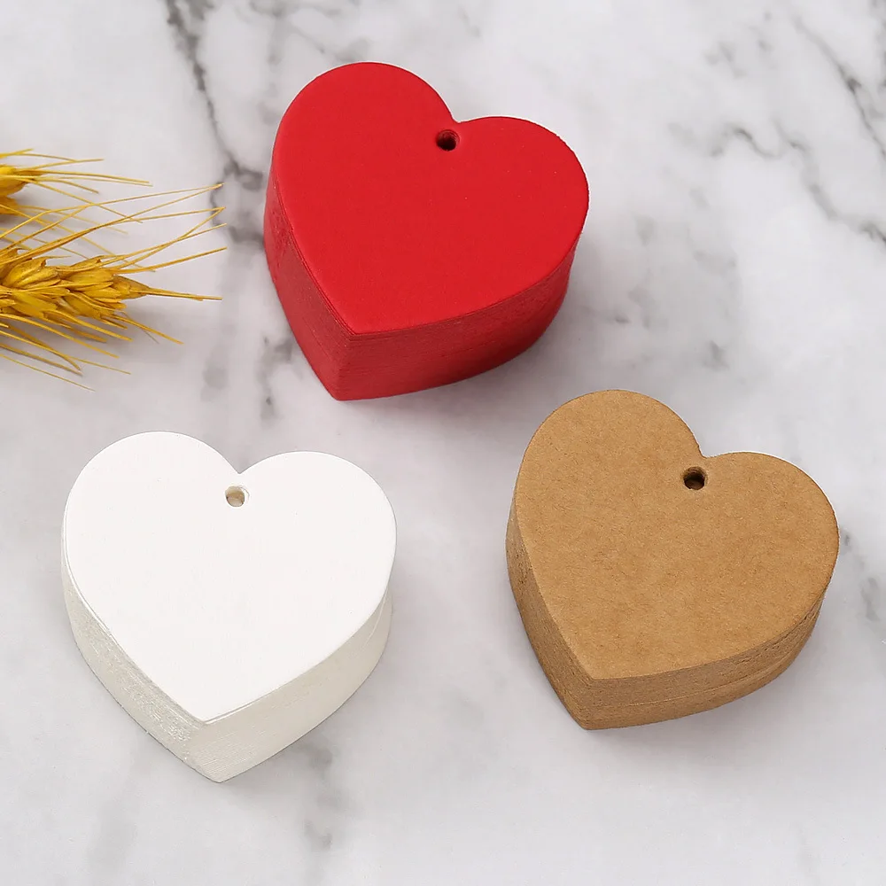 

50pcs 5cm Heart Shape Paper Tags Red Love Labels Garment Shoes Clothes Packing Label Hang Tag DIY Crafts Gift Bags Accessories