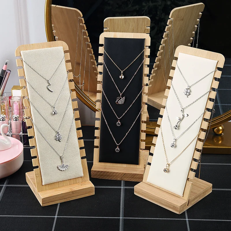 Wooden Jewelry Display Stand Multiple Necklaces Bracelet Pendant Showcase Display Board Jewelry Exhibition Props Detachable