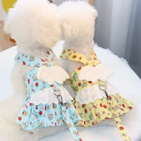 dog dress harness with rope cotton leash for small dogs walk puppy maltese yorkshire cat pet product pets accessories angel wing