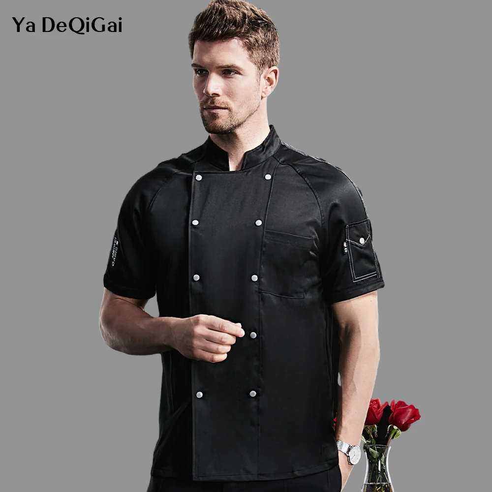 

Новая одежда для шеф-повара, пальто для шеф-повара, рубашки с коротким рукавом для кафе, рабочая одежда для отеля, ресторана, одежда для шеф-повара, куртка для готовки 4XL