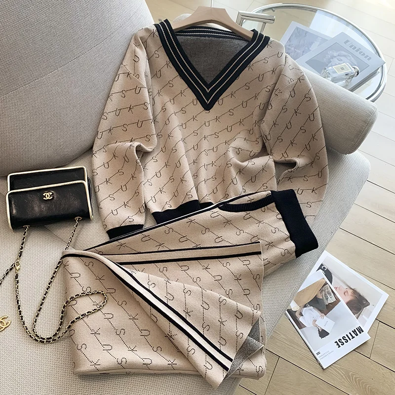 Женский трикотажный спортивный костюм повседневный комплект из двух предметов