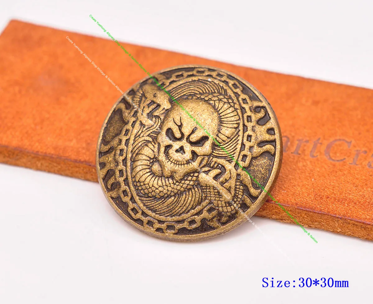 10x30 мм винтажные латунные готические байкерские мотоциклетные голова черепа