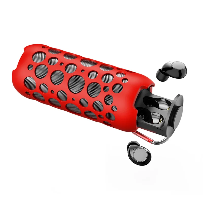 

2In1 Wireless Earphone Bluetooth Speaker Touch Sports Headphones Bass Sound Box Portable Speakers In-Ear Earbuds(Red)