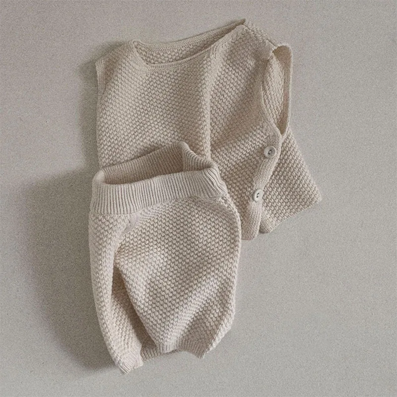 

Весна-лето детская одежда модный стильный Повседневный вязаный жилет шорты костюм для малышей модный костюм из двух предметов