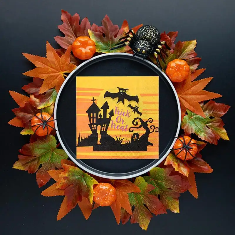 20 шт./упаковка бумажные салфетки с надписью Happy Halloween