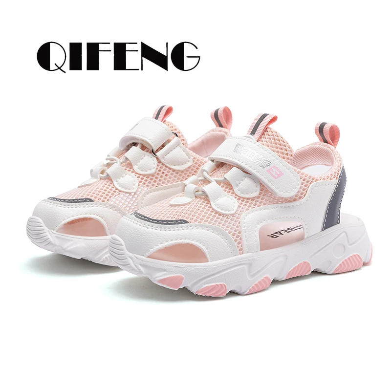 Summer Girls Soft Sport Sandals Fashion Light Mesh Sneakers Kids Children Shoes Autumn Female Light Tenis Sandalias Flat White