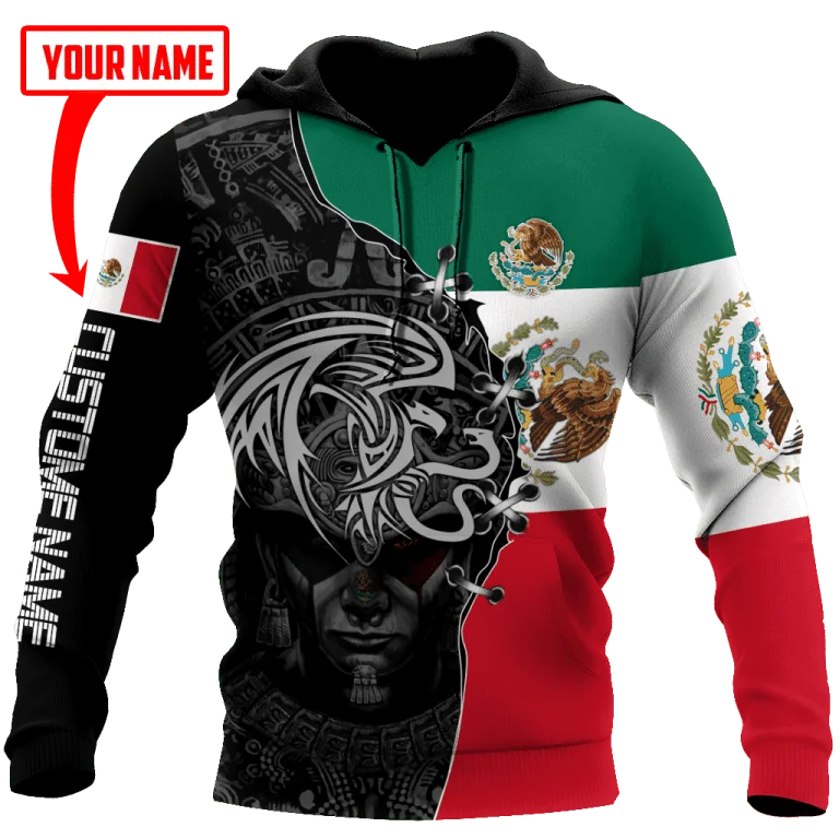 

Custom Name Mexico Flag 3D Hoodie Flag With Eagle 3D Zipper Hoodies Sweater Pullover Men Women Jacket Hoodie Jersey Sportswear